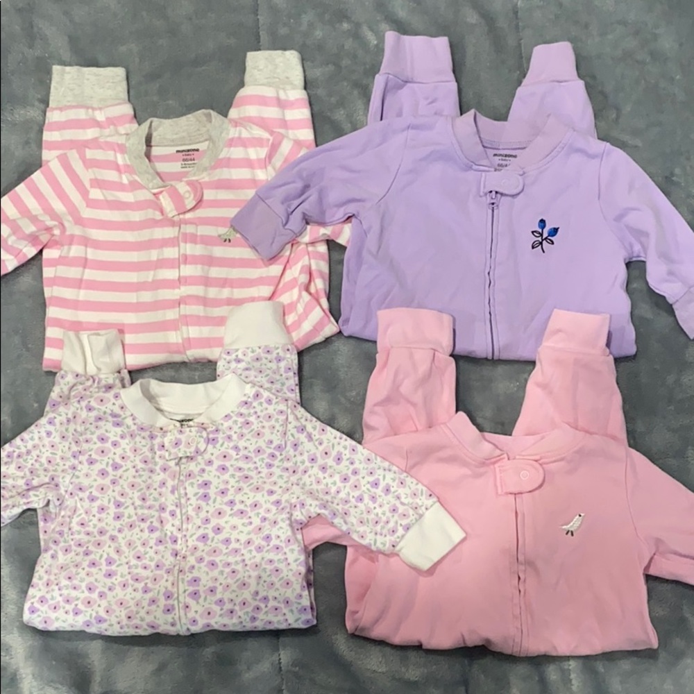 5 Baby Girl Footless Zip Sleep & Play
